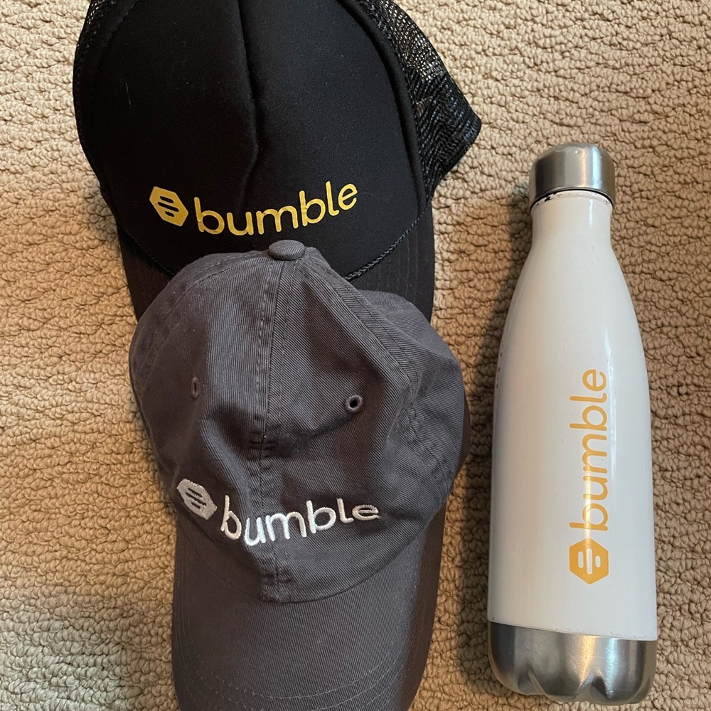 Bumble Black and Gray Caps with White Bottle Set